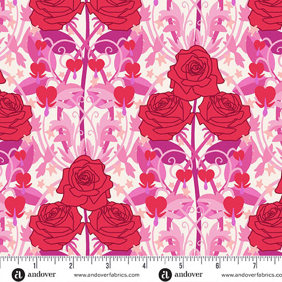 Heart Nouveau - Eye Candy Quilts - Love In Bloom - Rosy - A1310LR