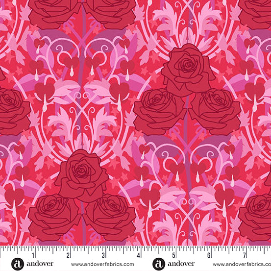 Heart Nouveau - Eye Candy Quilts - Love In Bloom - Red - A1310R