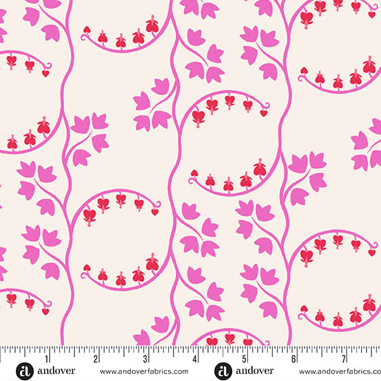 Heart Nouveau - Eye Candy Quilts - Bleeding Heart - Rosy - A1312L