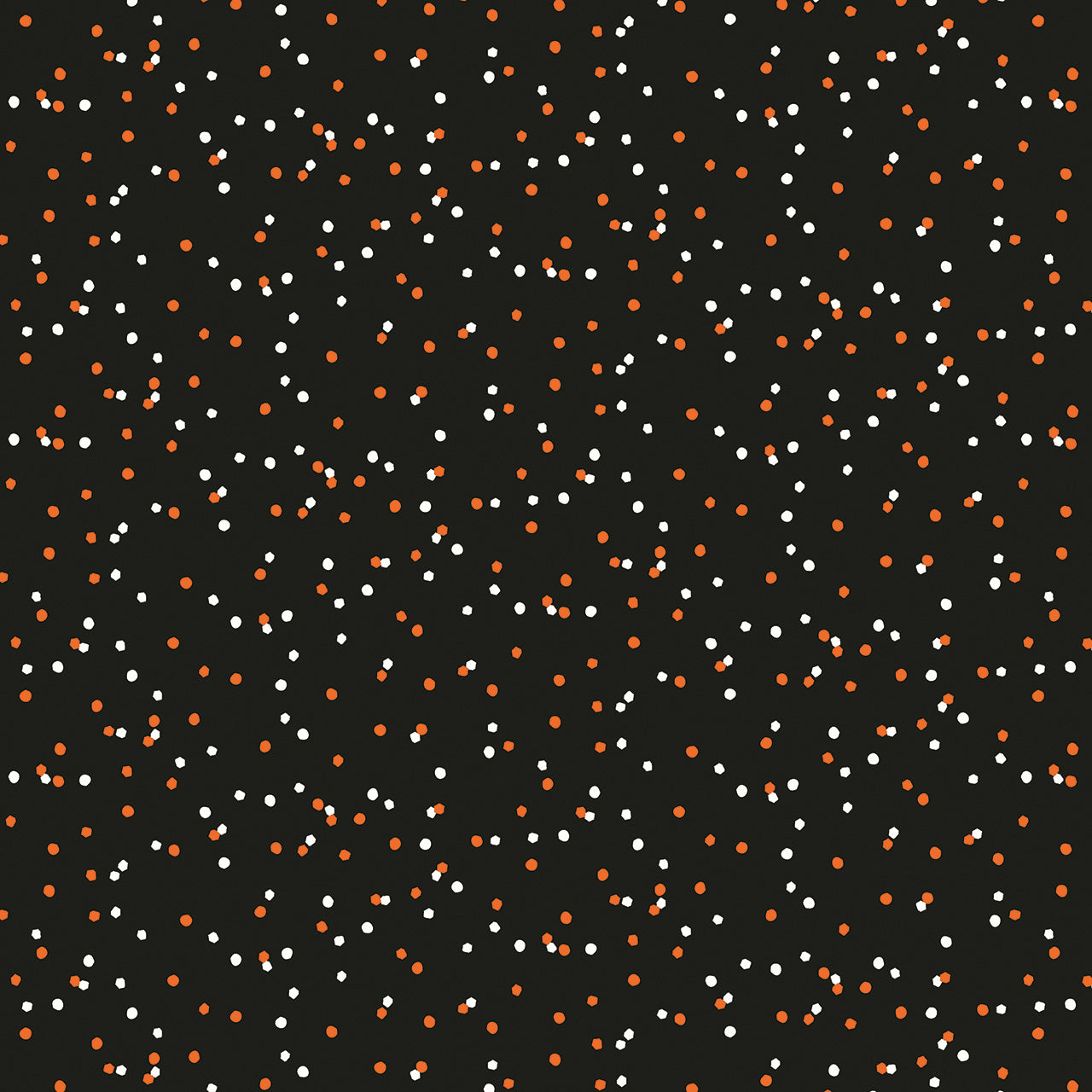 Fabric with a pattern of black and orange dots on a Black background Australia