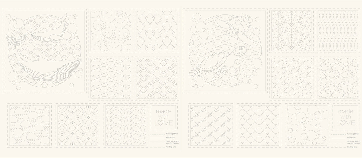 Sashiko Panel - Ocean - Devonstone
