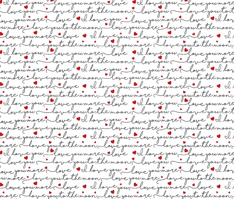Smitten Kitten - Timeless Treasures - Love Quotes Scripts - White - TTCD3835WHITE