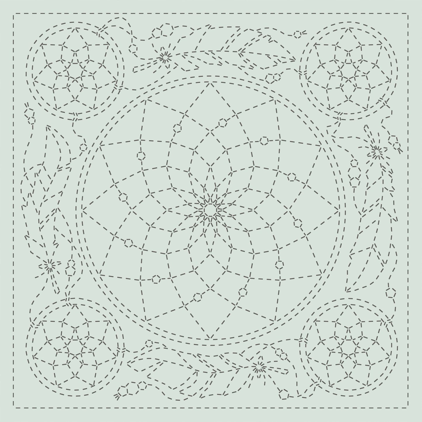 Sashiko Panel - Dreamcatcher - QH Textiles