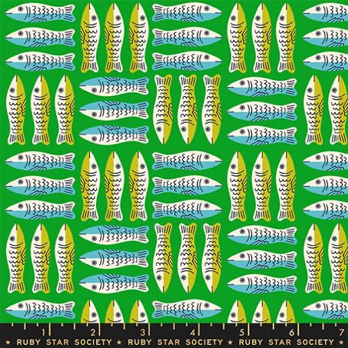 Ruby Star Society - 1800 Calico - Little Sardines Novelty Fish Tinned Fish - Light Green - RS4168 14