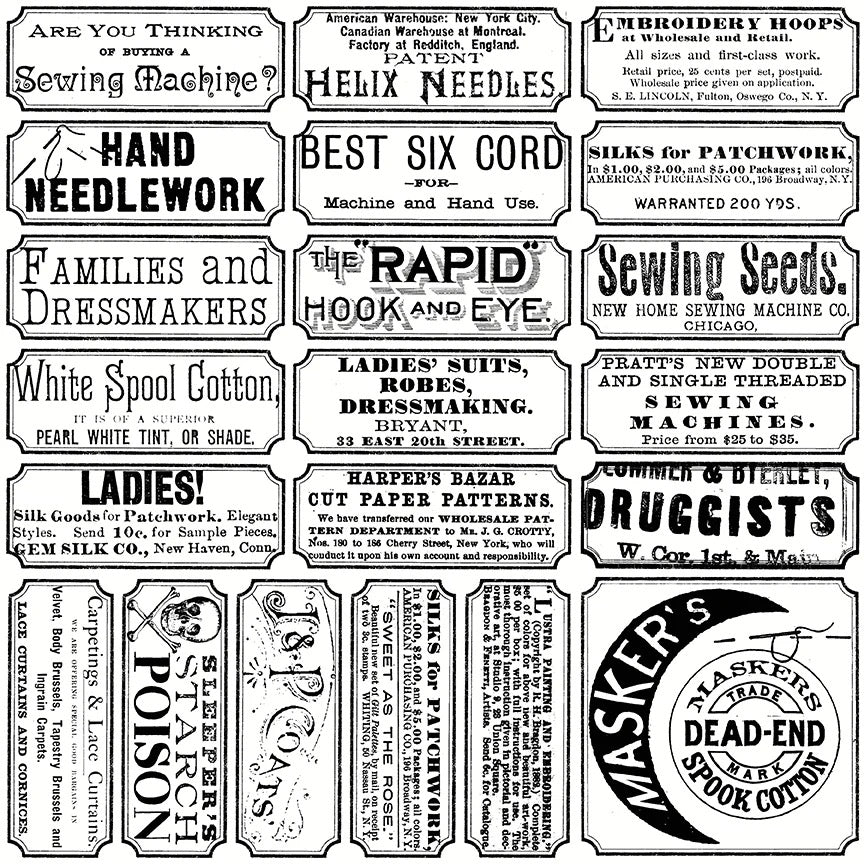 Riley Blake - Scary Scraps - Sew Labels - by J. Wecker Frisch - C17603-WHITE