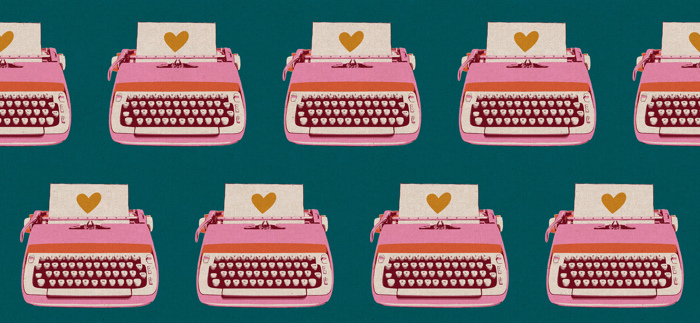 Darlings 2 - Typewriter - Teal - Linen Canvas