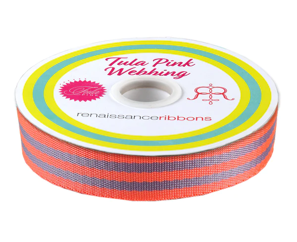 Tula Pink - Peach Berry - 1" Nylon webbing- double line