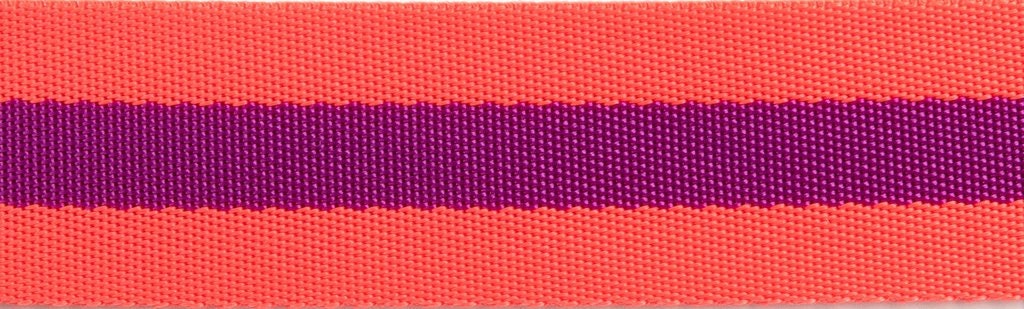 Tula Pink | Renaissance Ribbons | Slushy hot watermelon Plum | Tula Pink striped Nylon Webbing-1 1/2" wide Close Up