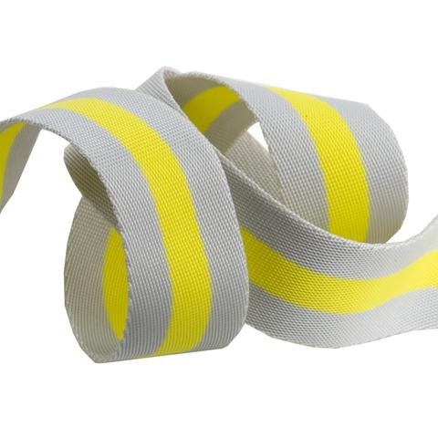 Tula Pink | Renaissance Ribbons | Grey and Lime | Tula Pink striped Nylon Webbing-1 1/2" wide