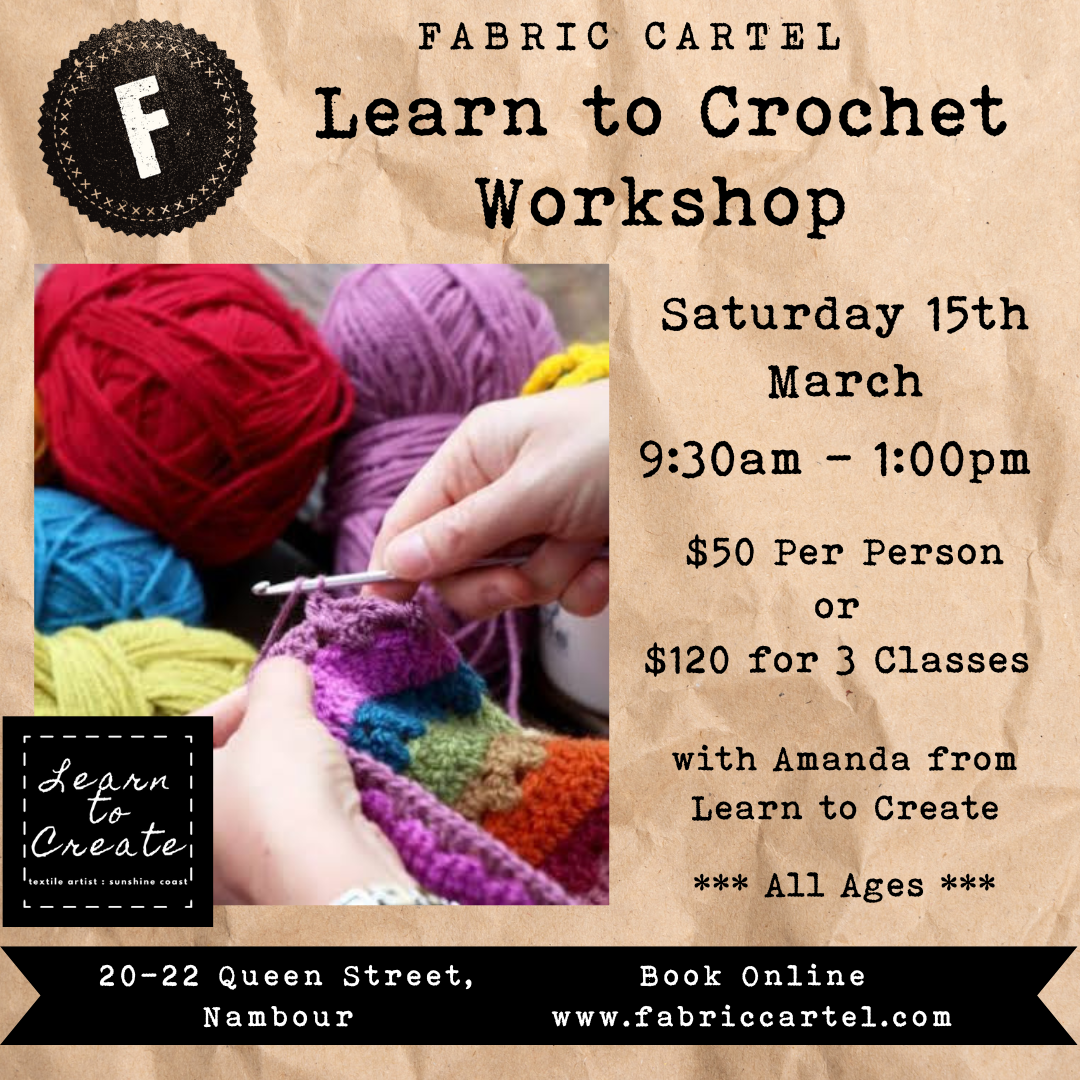 Learn to Crochet Workshop - Sat. 15th Mar.