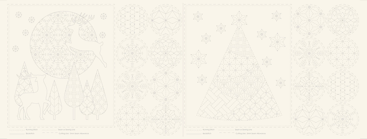 Sashiko Panel - Christmas - Devonstone