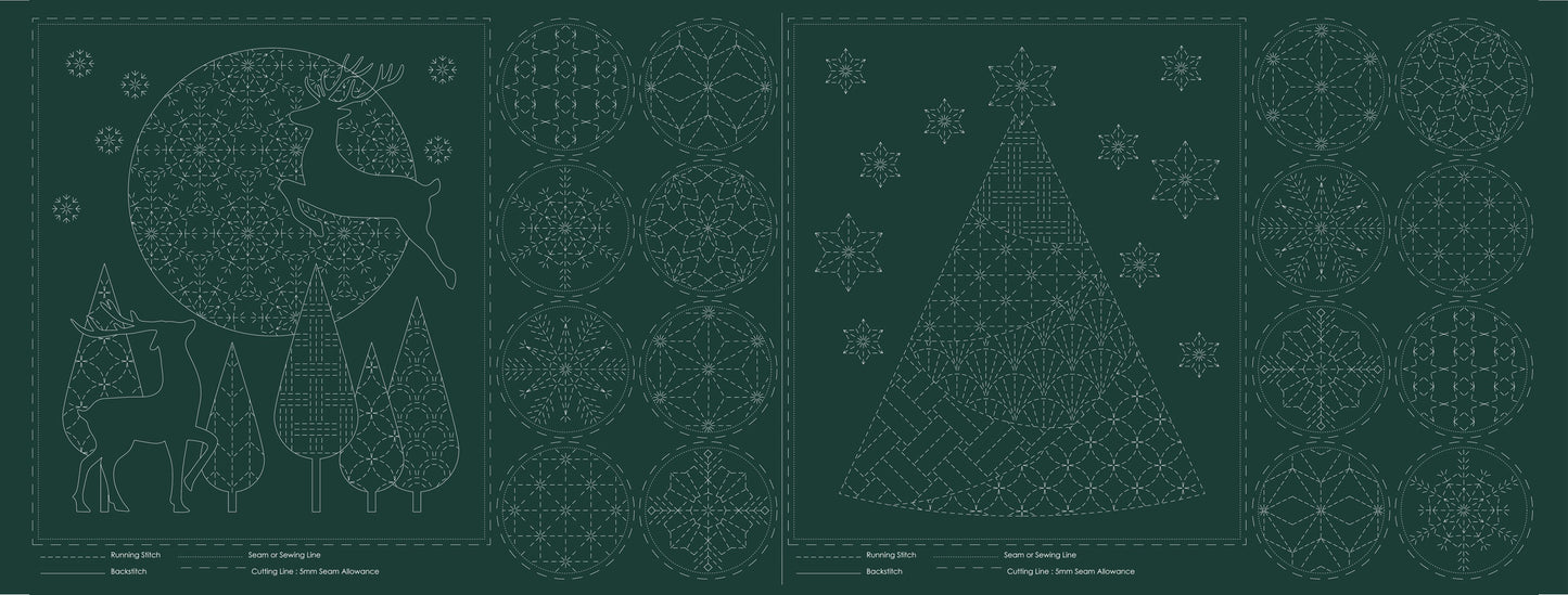 Sashiko Panel - Christmas - Devonstone