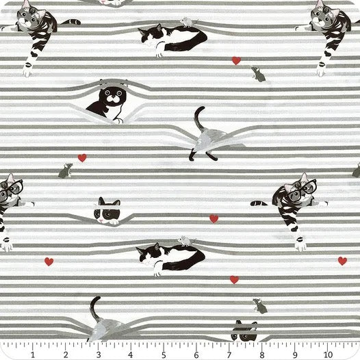 Feeline Good - Timeless Treasures - Peekaboo Shade Cats - White - TTCD3020WHITE