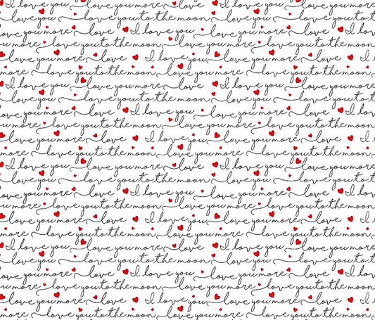Smitten Kitten - Timeless Treasures - Love Quotes Scripts - White - TTCD3835WHITE