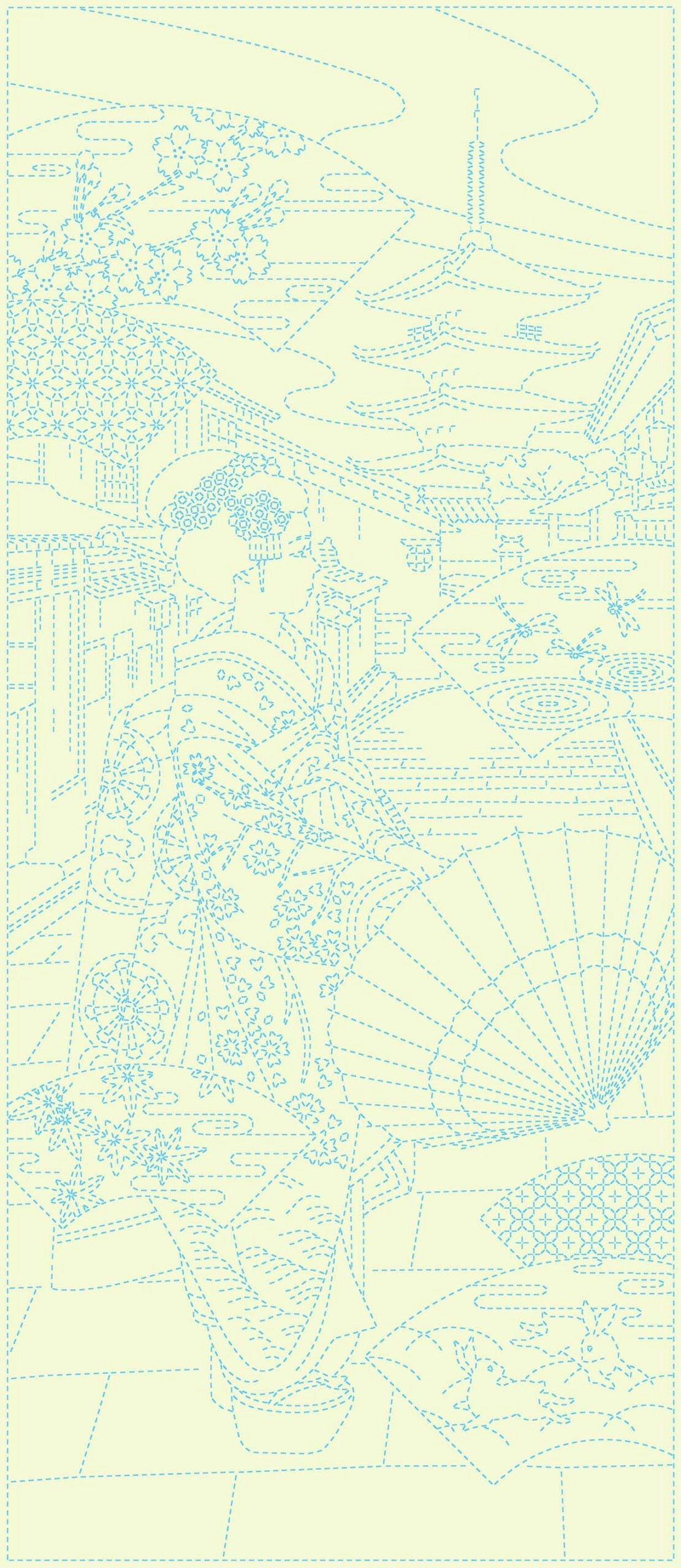Sashiko Panel - Maiko - QH Textiles
