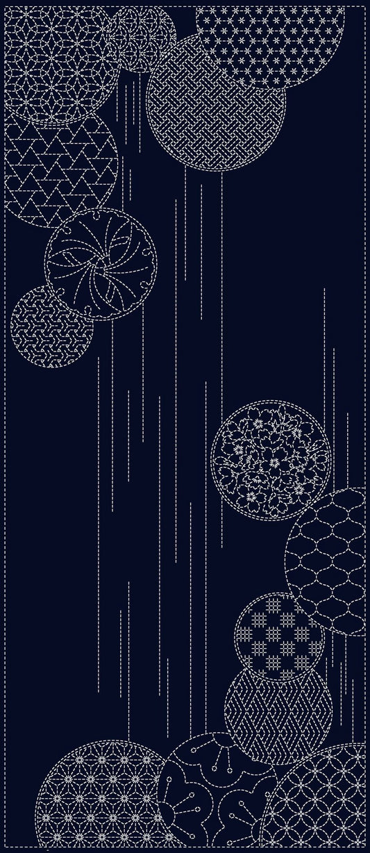 Sashiko Panel - Waterfalls - QH Textiles