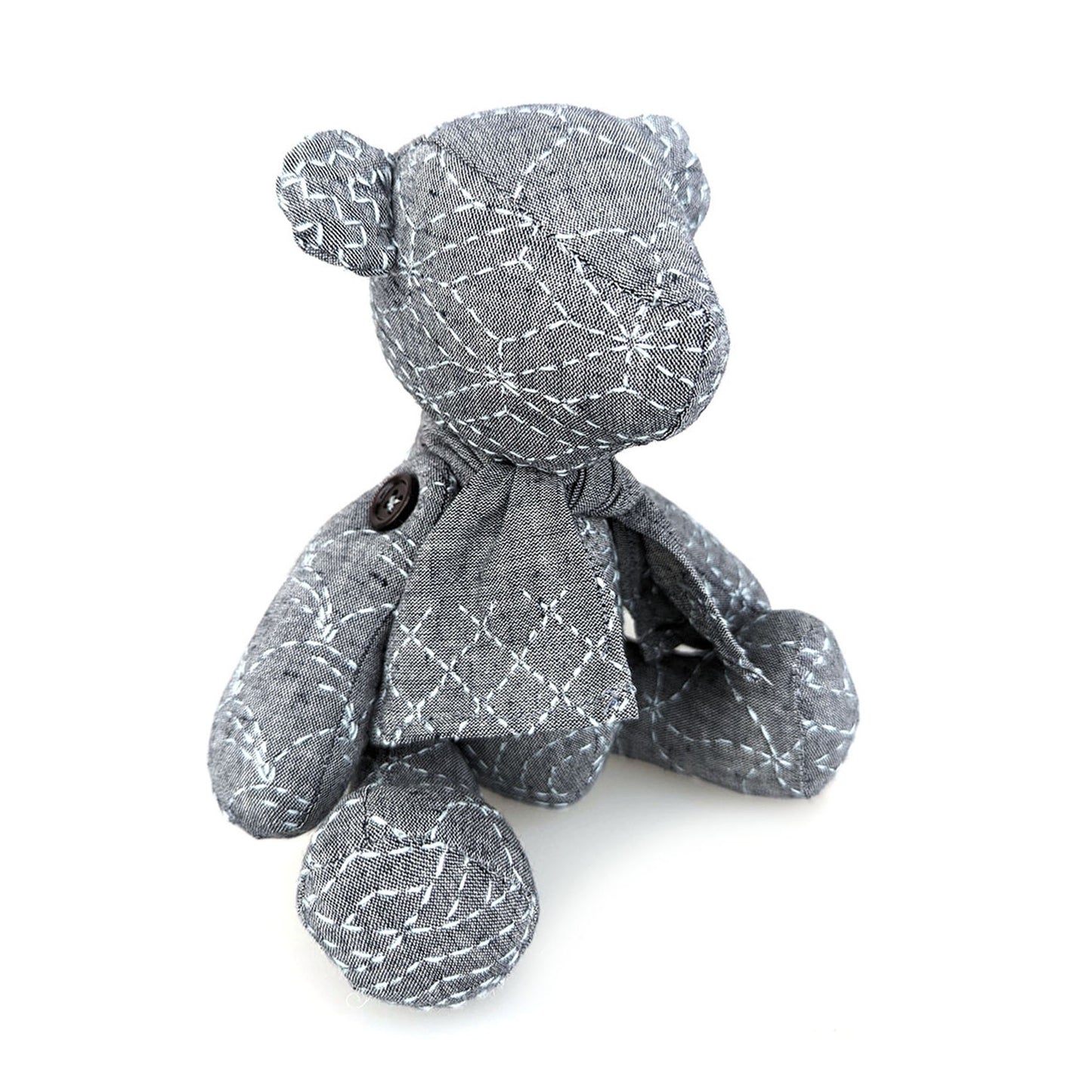 Sashiko Panel - Teddy Bear - QH Textiles