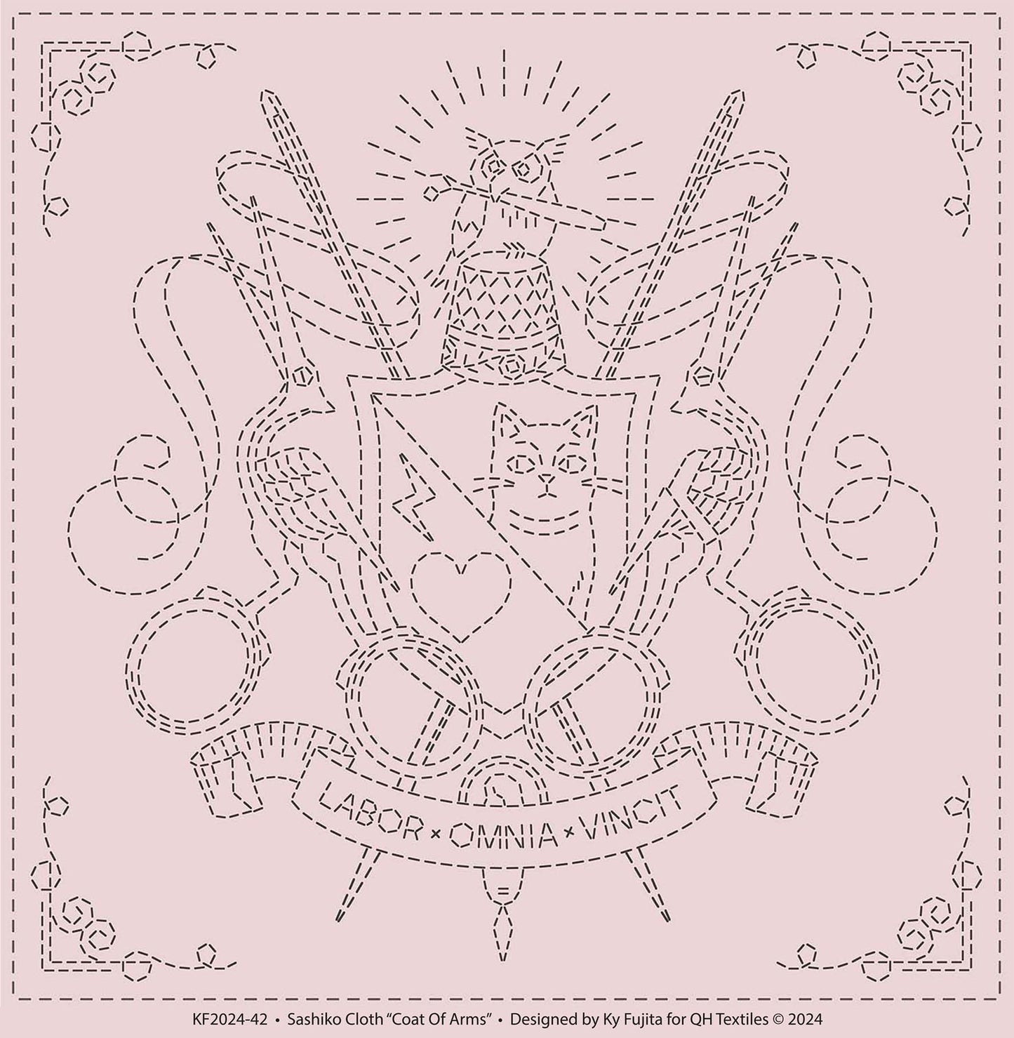 Sashiko Panel - Coat of Arms - QH Textiles