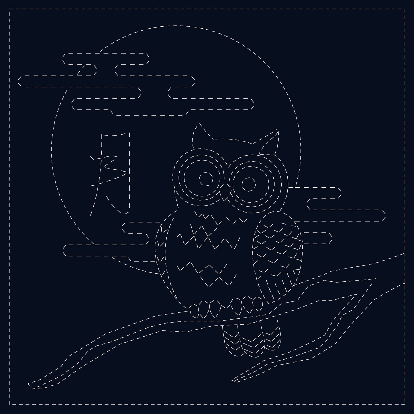 Sashiko Panel - Owl - QH Textiles