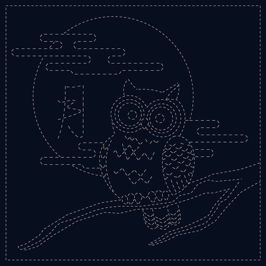 Sashiko Panel - Owl - QH Textiles