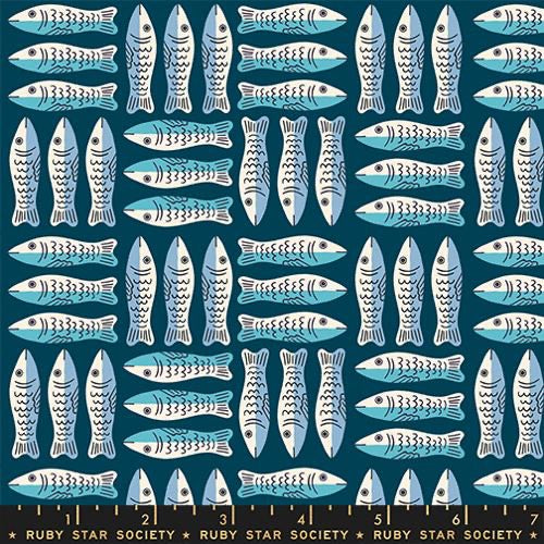Ruby Star Society - 1800 Calico - Little Sardines Novelty Fish Tinned Fish - Dark Blue - RS4168 15