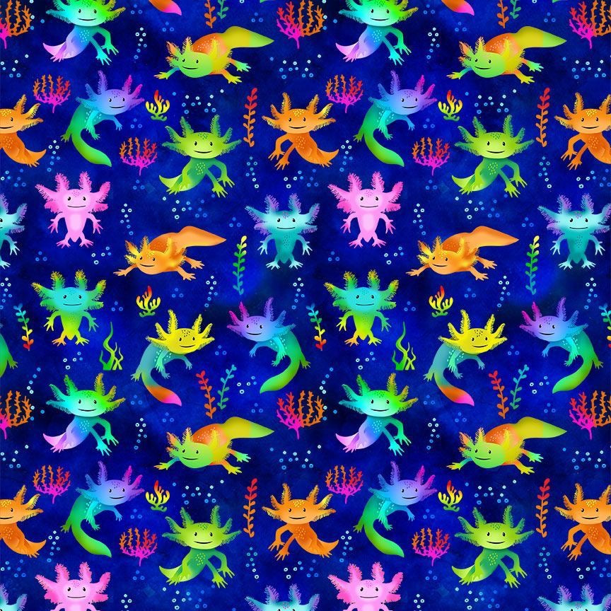 Underwater Paradise - Timeless Treasures - Axolotl - Royal - TTCD2889ROYAL