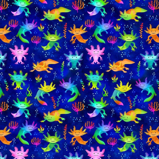 Underwater Paradise - Timeless Treasures - Axolotl - Royal - TTCD2889ROYAL