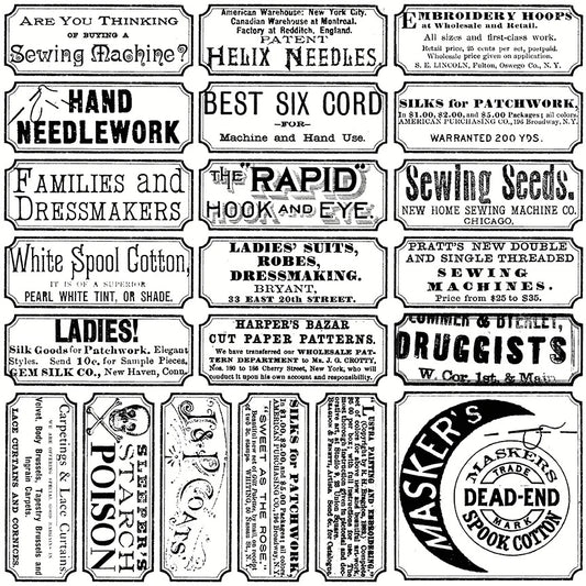 Riley Blake - Scary Scraps - Sew Labels - by J. Wecker Frisch - C17603-WHITE