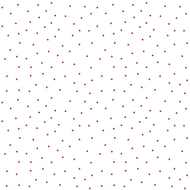 A repeating pattern of small dark red dots on a white quilting cotton, Australia 