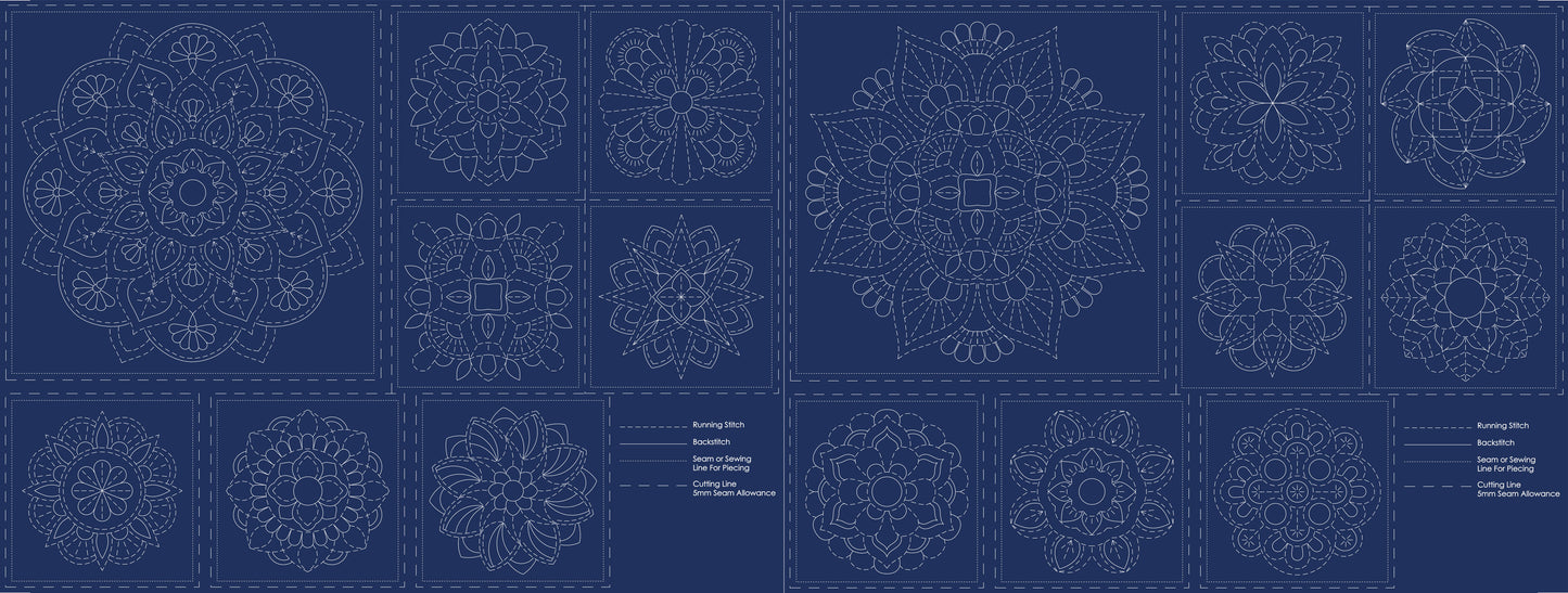 Sashiko Panel - Mandala - Devonstone