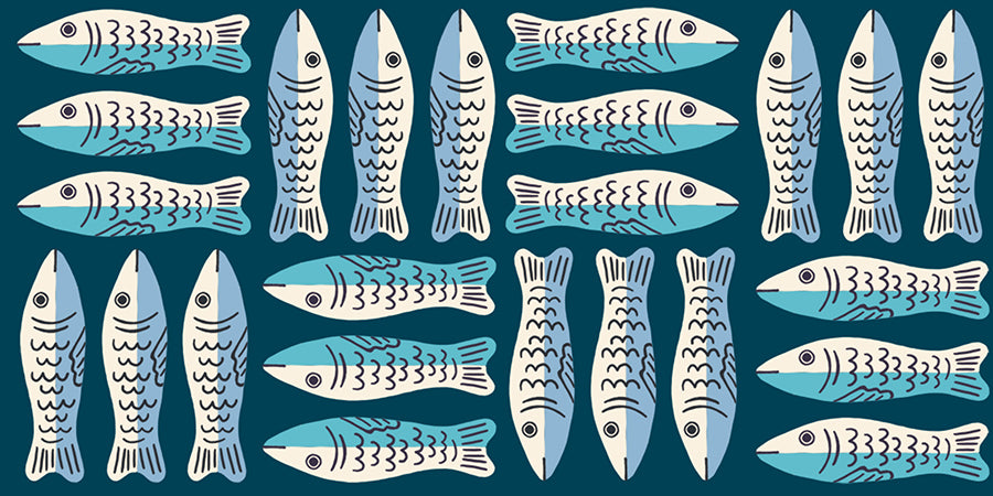 Ruby Star Society - 1800 Calico - Little Sardines Novelty Fish Tinned Fish - Dark Blue - RS4168 15