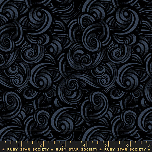 Black swirling smoke pattern fabric fireglow from Ruby Star Society in Australia