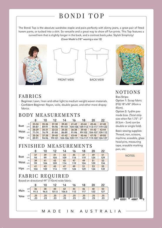 Bondi Top - Pattern - Sew to grow