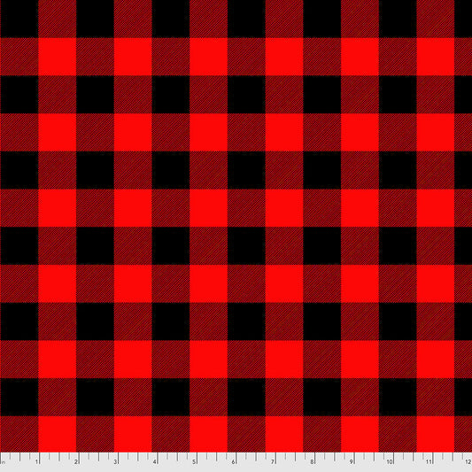 FNTP002.HOLLYBERRY, Holiday Homies Flannel, Tula Pink, Check yo' Self, Hollyberry