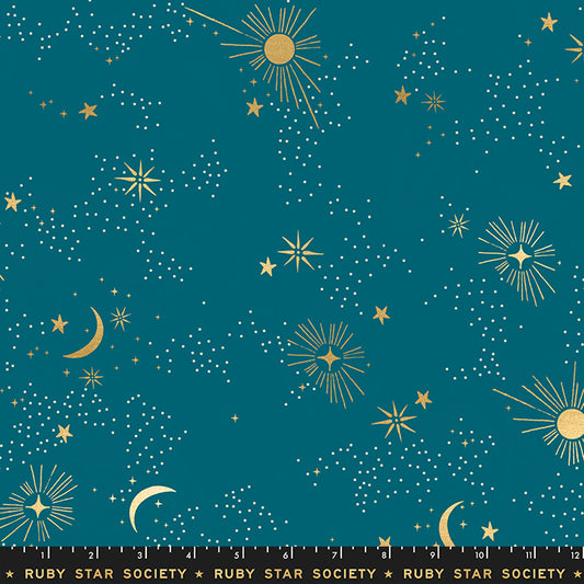 Ruby Star Society - Cosmos - Teal - Sateen 108" WideBack