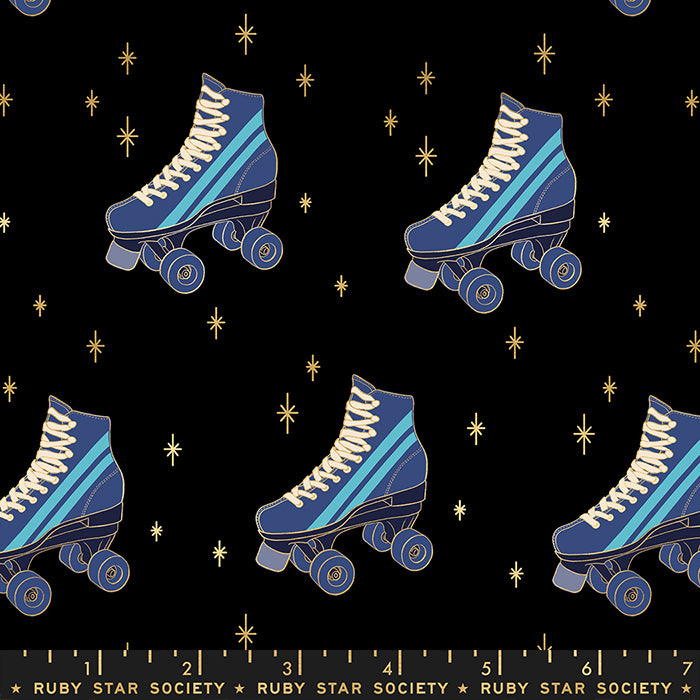 RubystarSociety-RSS-Darlings2-Rollerskates-closeup-Black Metallic-fabric-Sunshinecoast-RS5059-16M