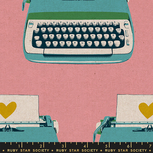 RubystarSociety -RSS -Darlings2-Typwriters-canvas-closeup-Pink-fabric-Sunshine Coast - RS5068-12L