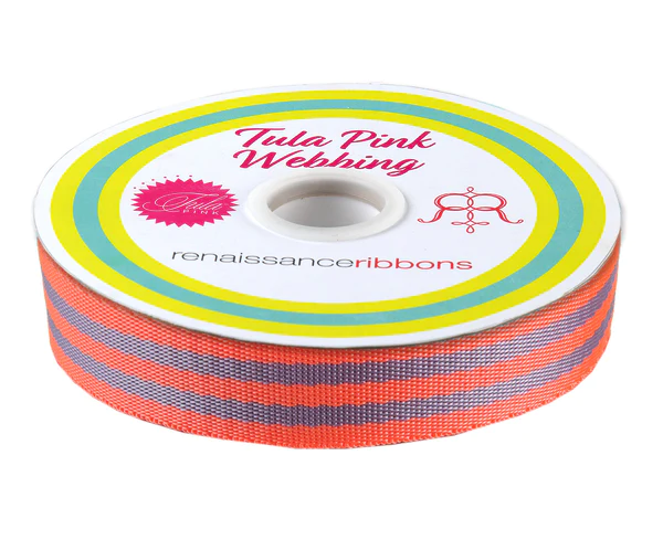 Tula Pink - Peach Berry - 1" Nylon webbing-  double line