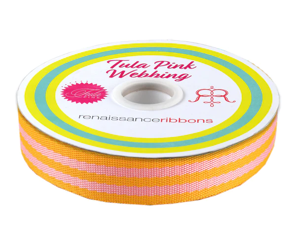 Tula Pink - Orange Fizz - 1" Nylon webbing-  double line