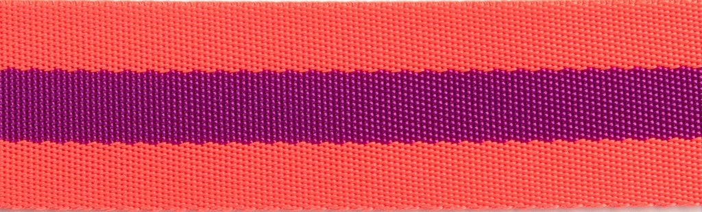 Tula Pink |  Renaissance Ribbons  | Slushy hot watermelon Plum | Tula Pink striped Nylon Webbing-1 1/2" wide Close Up