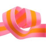 Tula Pink |  Renaissance Ribbons  | Bright Soft Pink and Tangerine Orange  | Tula Pink striped Nylon Webbing-1 1/2" wide