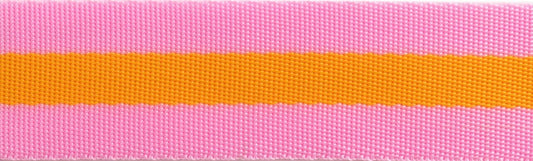 Tula Pink |  Renaissance Ribbons  | Bright Soft Pink and Tangerine Orange  | Tula Pink striped Nylon Webbing-1 1/2" wide Close Up
