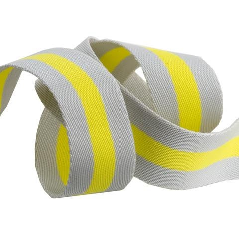 Tula Pink |  Renaissance Ribbons  | Grey and Lime | Tula Pink striped Nylon Webbing-1 1/2" wide